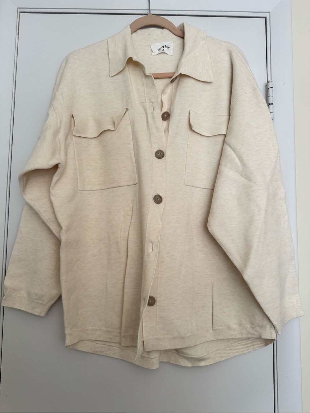 Aritzia Cream Button-Front Shirt Jacket